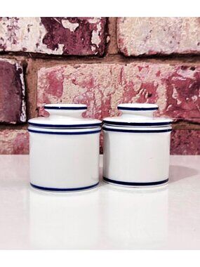 Retro Mini French Butter Crocks / Ceramic Personal Butter Keepers ~ Set of 2